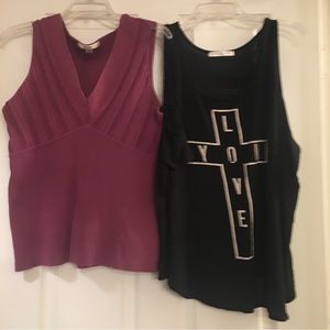 Show Me brand black cold shoulder top and Old Navy Maroon Tank Top - Size XL